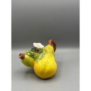Vintage Jay Willfred Pear Teapot Flower Lid Andrea by Sadek Tea Pot